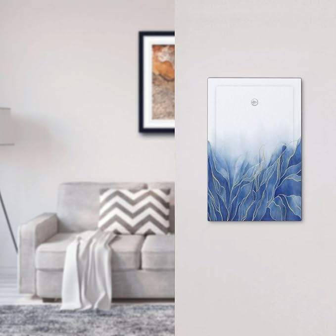 Light Switch Covers Blue Gold Leaf Marble Modern Abstract Decorative Switch Plates 1 Gang Blank No Device Outlet Covers Electrical WallPlates for Kitchen Bathroom Decor