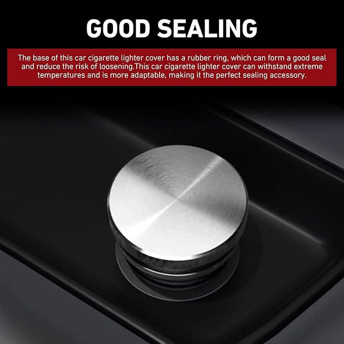 WZP Cigarette Lighter Plug Cover, Aluminum Cigarette Lighter Socket Cover Cap, Dustproof Waterproof Plug Covers Replacement, Universal for Car Power Port Outlet with Standard 12V Power Source (Silver)