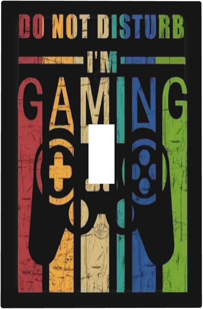 Teen Boys Kids Video Playing Gaming 1 Gang Toggle Light Switch Cover One Gang Jumbo Size Funny Fun Gamepad Gamer Control Electrical Single Toggle Switch Wall Plate Decorative Outlet Faceplates Cover