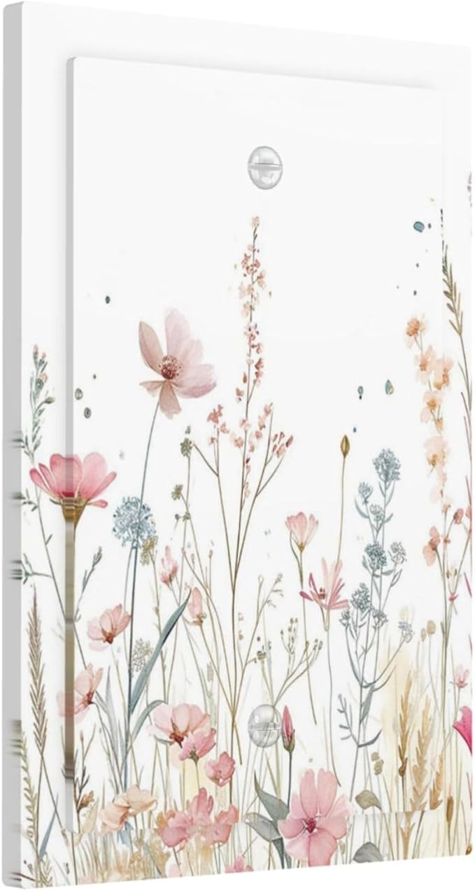 Watercolor Wildflower Pink Flower Plant Floral Light Switch Cover Plate 1 Gang No Device Blank Electrical Wall Plates Faceplate Decorative Switch Plate for Bedroom Living Room Decor
