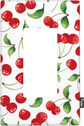 Red Cherries Single Rocker Light Switch Cover, Red Cherries Green Leaves 1-Gang Decorator Wall Plate 4.5 x 2.76 Inch for Kitchen Home Decor