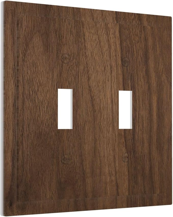 Decorative Switch Plate Covers Dark Brown Wood Grain 2 Gang Double Toggle Light Switch Cover Plate Electrical Wall Plate Outlet Cover Outlet Light Switch Cover for Farmhouse Cabin Decor