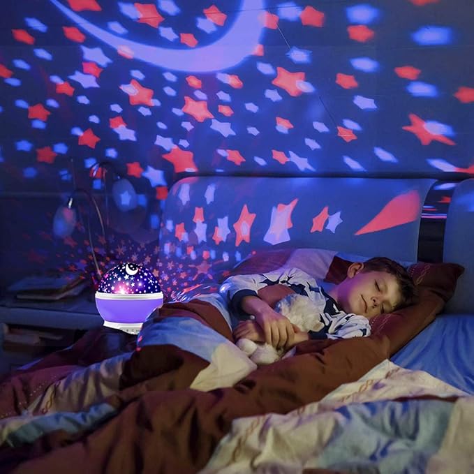 Kids Star Projector Night Light for Girls, 360° Rotating Star Lights for Bedroom, Toddler Night Light Projector, Ceiling Light Projector for Kids Room, Birthday Gift for 3-8 Year Old Girls Purple
