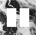 Ink Painting Marble Black White Abstract Luxurious Print Decorative Outlet Covers 2 Gang Double GFCI Rocker Electrical Wall Panels Light Switch Cover Plate for Kitchen Office Decor