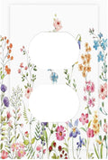 Boho Watercolor Wildflowers Floral Plants Flower Outlet Covers 1 Gang Duplex Light Switch Cover Decorative Switch Plates Electrical Receptacle Faceplate Wall Plate for Bedroom Living Room Decor