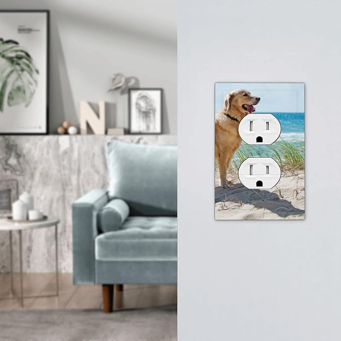 Custom 1 Gang Outlet Plate Personalized Duplex Decorative Add Your Design Outlet Covers Electrical Receptacle Lightswitch Faceplate with Picture Logo Text 5"" X 3"