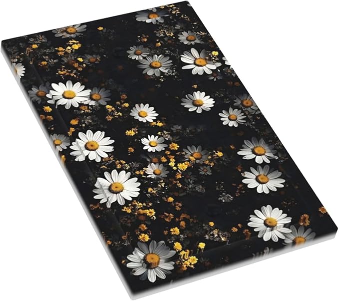 White Black Daisy Wildflower Modern Chrysanthemum Light Switch Cover Plate 1 Gang No Device Blank Electrical Wall Plates Faceplate Decorative Switch Plate Covers for Bedroom Farmhouse Decor