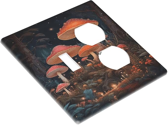 Decorative Art Light Switch Covers Maple Path 2 Gang Single Toggle Duplex Combination Electrical Faceplate Switchplate Wall Plate for Home Decor