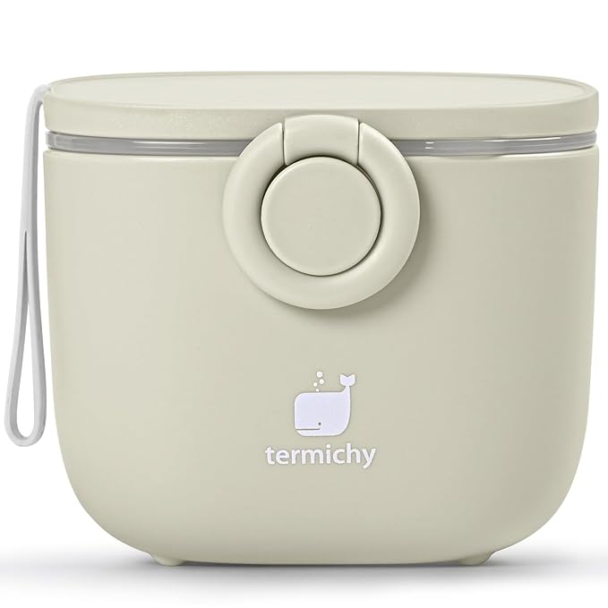 Termichy Baby Formula Dispenser, Portable Milk Powder Dispenser Container with Carry Handle and Scoop for Travel Outdoor Activities with Baby Infant, 8.8OZ, 0.55LB, 250g, 500ml(Full Khaki)
