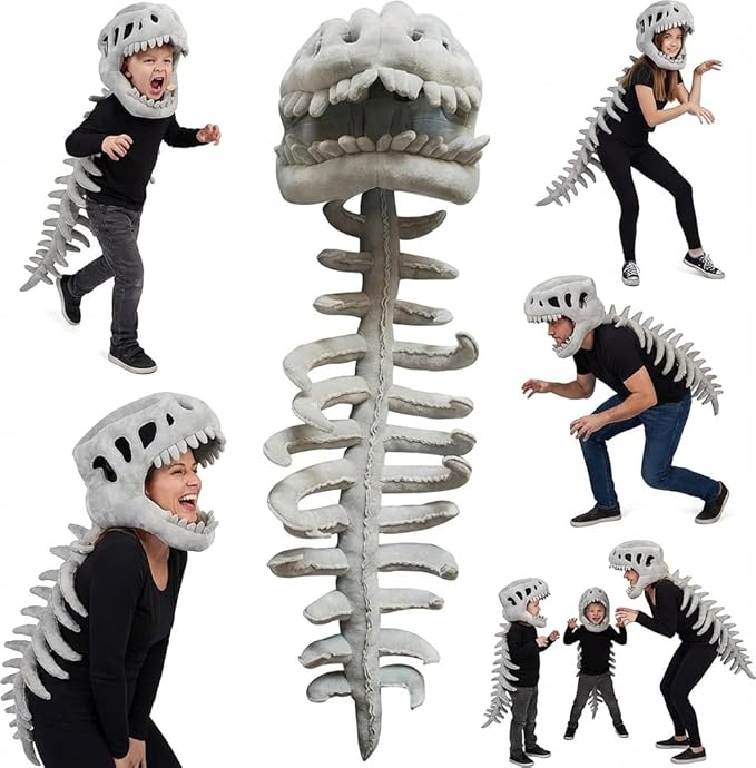 LUMIXA Dinosaur Skeleton Plush Costume - Cozy 3D Spinosaurus Outfit Wearable Cuddly Toy for Dress Up & Play