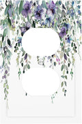 Decorative Outlet Covers Blue Purple Eucalyptus Leaves Boho Botanical 1 Gang Duplex Light Switch Cover Plate Electrical Switch plates WallPlates Socket Covers for Bathroom Home Decor