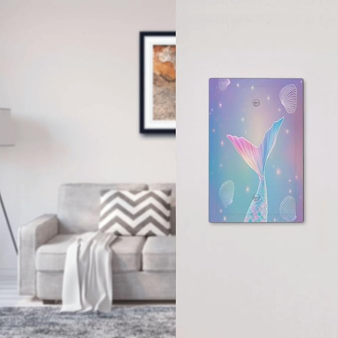Cute Mermaid Pink Tail Scales Shells Colorful Ocean Light Switch Cover Plate 1 Gang No Device Blank Electrical Wall Plates Faceplate Decorative Switch Plate for Kids Room Nursery Decor