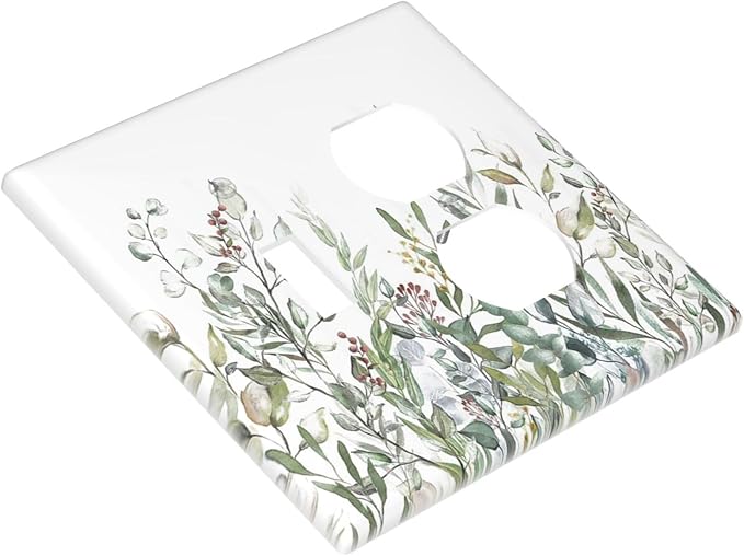 Wildflower Garden Rustic Green Leaf Floral Wallplates 1 Toggle 1 Duplex Switch Plate Electrical GFCI Faceplate Decorative Light Switch Covers for Bed Room Living Room Decor
