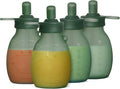 haakaa Silicone Hippo Pouch –9oz/260ml Reusable Pouches for Toddlers, Reusable Baby Food Pouches with Wide Neck for Easy Fill & Clean, Perfect for Purees & Smoothies, 4 Pack, (Pea Green)
