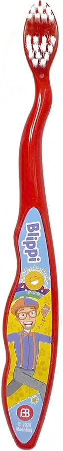 Brush Buddies Blippi Toothbrush with Travel Cap, Kids Toothbrushes, Soft Bristle Toothbrushes for Kids, 2PC