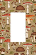 Whimsical Mycology Single Rocker Switch Cover - 1-Gang Standard US Size Vintage Mushroom Light Switch Covers, Woodland Medley for Farmhouse Home Decor