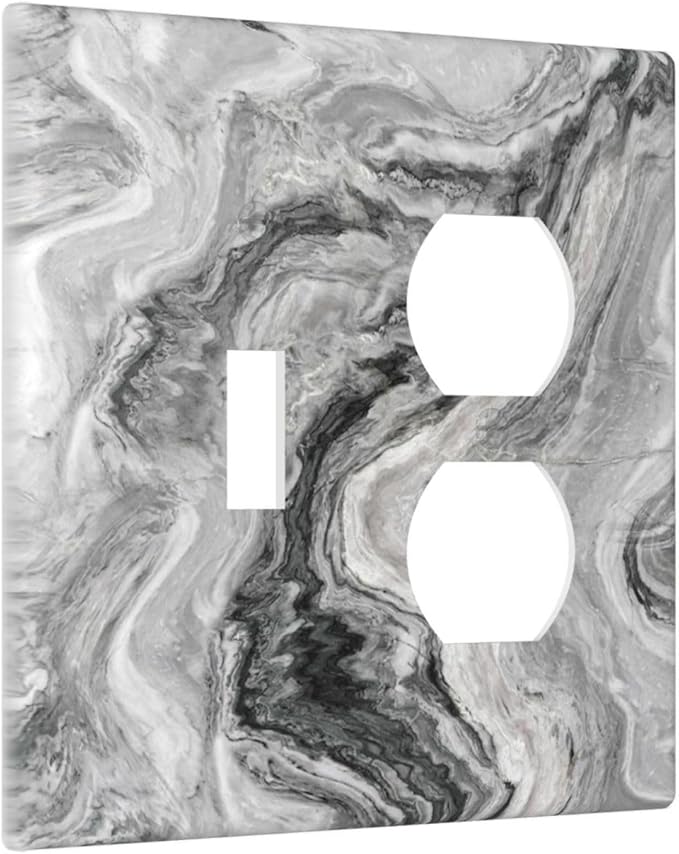 Beautiful Grey Marble Texture Simple Abstract Print Wallplates 1 Toggle 1 Duplex Switch Plate Electrical GFCI Faceplate Decorative Light Switch Covers for Bathroom Kitchen Decor
