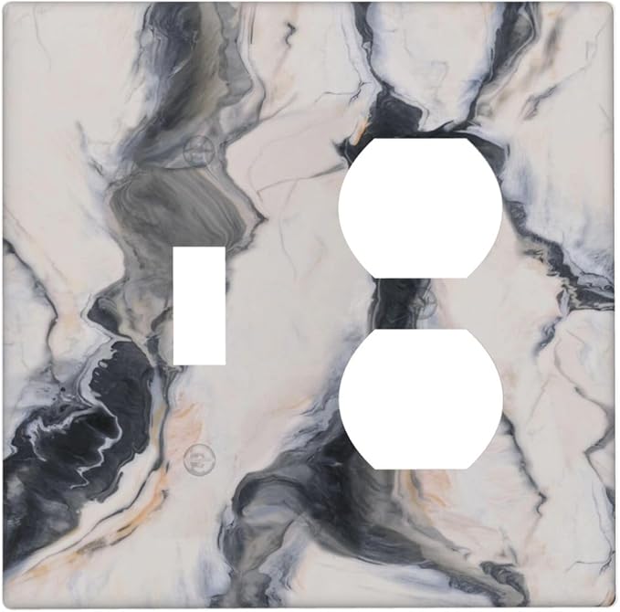 Abstract Marble Textured Modern Luxury Print Wallplates 1 Toggle 1 Duplex Switch Plate Electrical GFCI Faceplate Decorative Light Switch Covers for Bathroom Kitchen Decor
