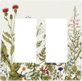 Country Vintage Flowers Floral Wildflower 2 Gang Double GFCI Decorative Decorator Rocker Light Switch Cover Herbs Sage Blossom Dual Device Outlet Switch Face Wallplate Screwless for Socket USB Dimmer