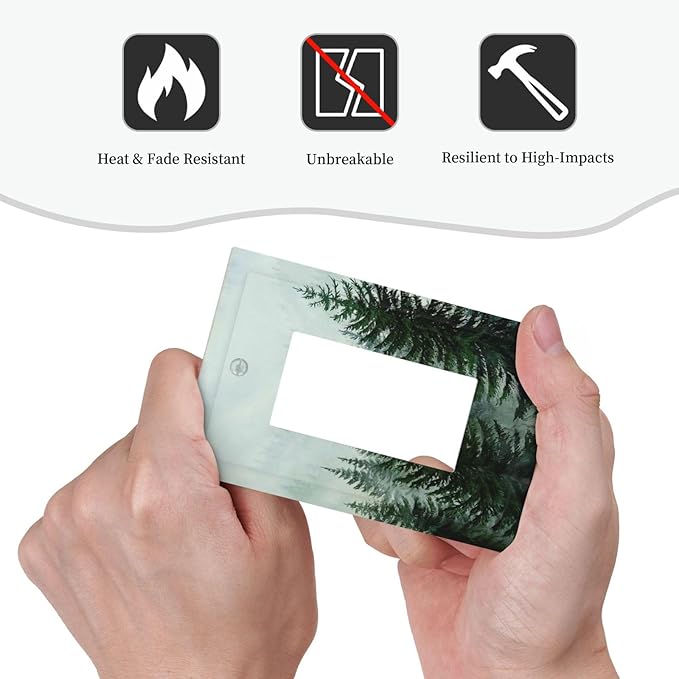 Forest Pinetrees Misty Landscape Nature Decorative Outlet Covers 1 Gang Single Rocker Wall Plates Gfci Faceplate Light Switch Cover Plate for Bedroom Farmhouse Decor