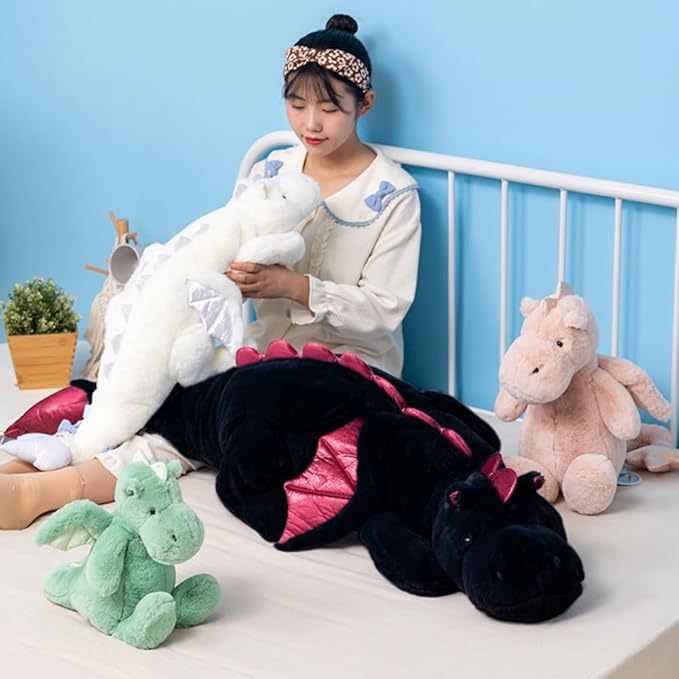 Black Weighted Stuffed Animals 10Lbs 35.4", Weighted Dragon Stuffed Animal for Kids and Adults, Heavy Weighted Stuffed Animals for Comfort and Relaxation