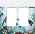 Sea Turtles Sea Coral Seaweed Ocean Jellyfish Decorative Outlet Covers 2 Gang Double GFCI Rocker Electrical Wall Panels Light Switch Cover Plate for Kids Room Bathroom Decor