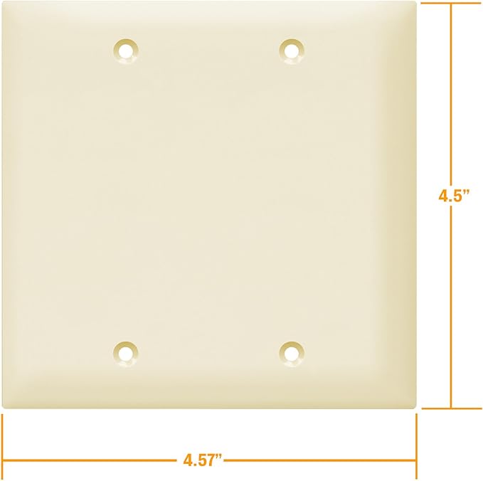 ENERLITES Double Blank Device Wall Plate, Gloss Finish, Standard Size 2-Gang 4.50" x 4.57", Polycarbonate Thermoplastic, 8802-LA, Light Almond