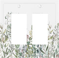 Wildflower Garden Rustic Green Leaf Floral Decorative Outlet Covers 2 Gang Double GFCI Rocker Electrical Wall Panels Light Switch Cover Plate for Bed Room Living Room Decor