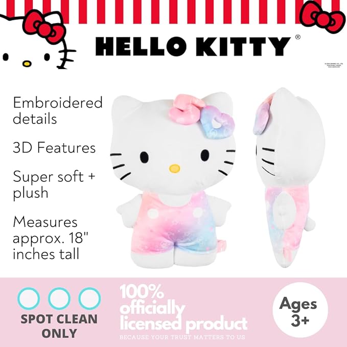Hello Kitty 50th Bedding Super Soft Cozy Decorative Cuddle Pillow, (Officially Licensed Product) By Franco Collectibles