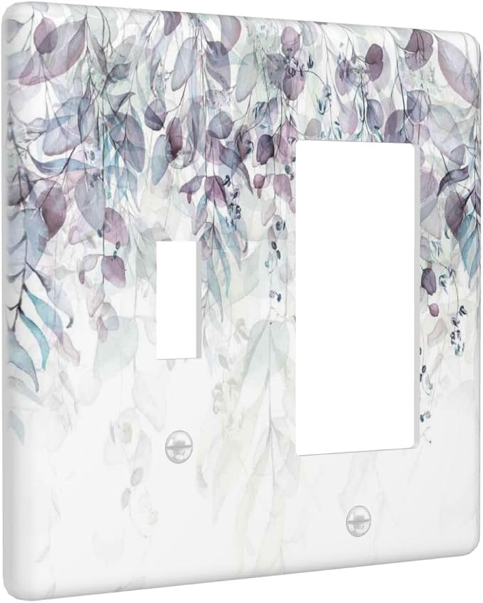 Hazy Leaves Ivy Nature Plants Eucalyptus Leave Outlet Covers 1 Toggle 1 Rocker Combination Decorative Wall Plate Electrical Switch Plates Light Switch Cover Plate for Bedroom Home Decor
