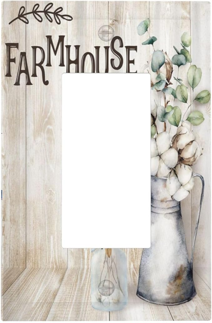 Decorative Switch Plate Covers Farmhouse Floral Cotton 1 Gang Single Decora GFCI Device Light Switch Cover Rustic Country Flower 1 Rocker Outlet Wall Plate Faceplate for Country Home Decor