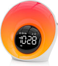 AFEXOA Wake Up Light Sunrise Alarm Clock - Sunrise Simulation & White Noise Machine with 30 Soothing Sounds, 14 Color Dimmable Night Light, Digital Dual Alarms for Heavy Sleepers/Adults/Kids(White)