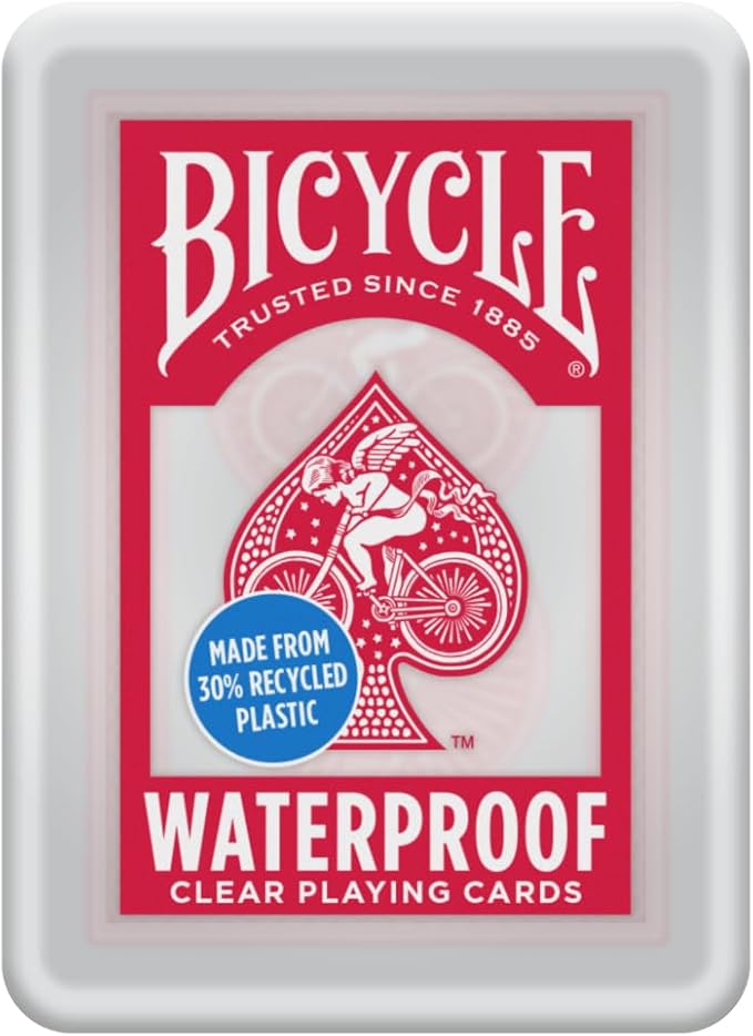 Bicycle Waterproof Playing Cards, Red Plastic Deck of Cards, Durable Plastic Cards for Pool, Beach, Camping & Party Games