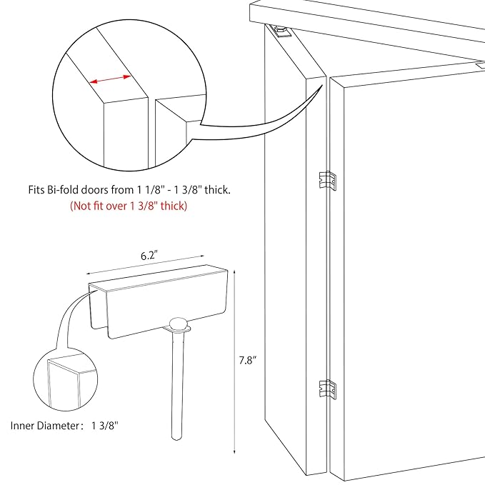 Metal Bifold Door Lock - Double Door Child Safety Locks Keep Toddler, Cats&Dogs Out of Closets, Cabinets, Pantry - No Need Install (2PC)