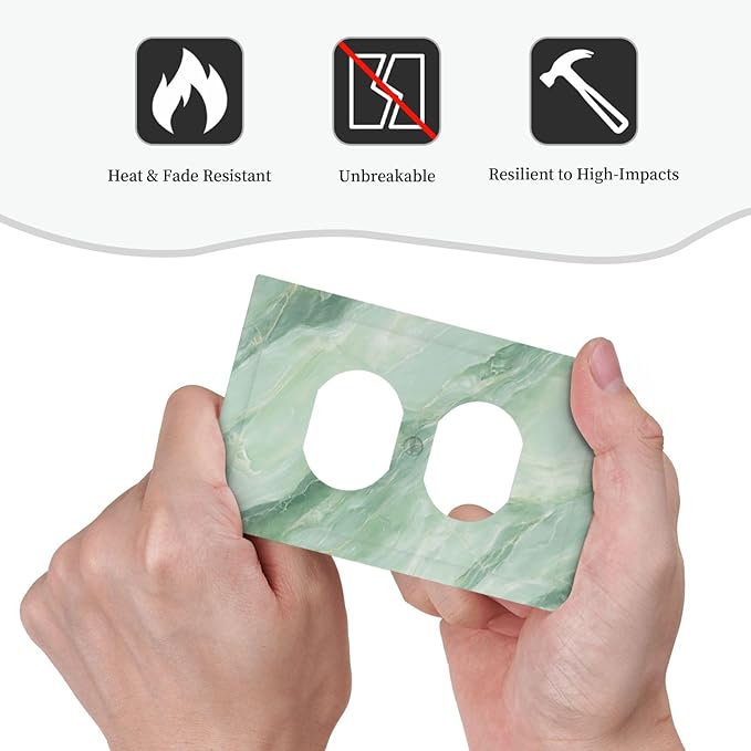 Outlet Covers Green Marble Pattern 1 Gang Duplex Light Switch Cover Plate Decorative Switch Plate Covers Electrical Socket Cover for Home Bedroom Decor