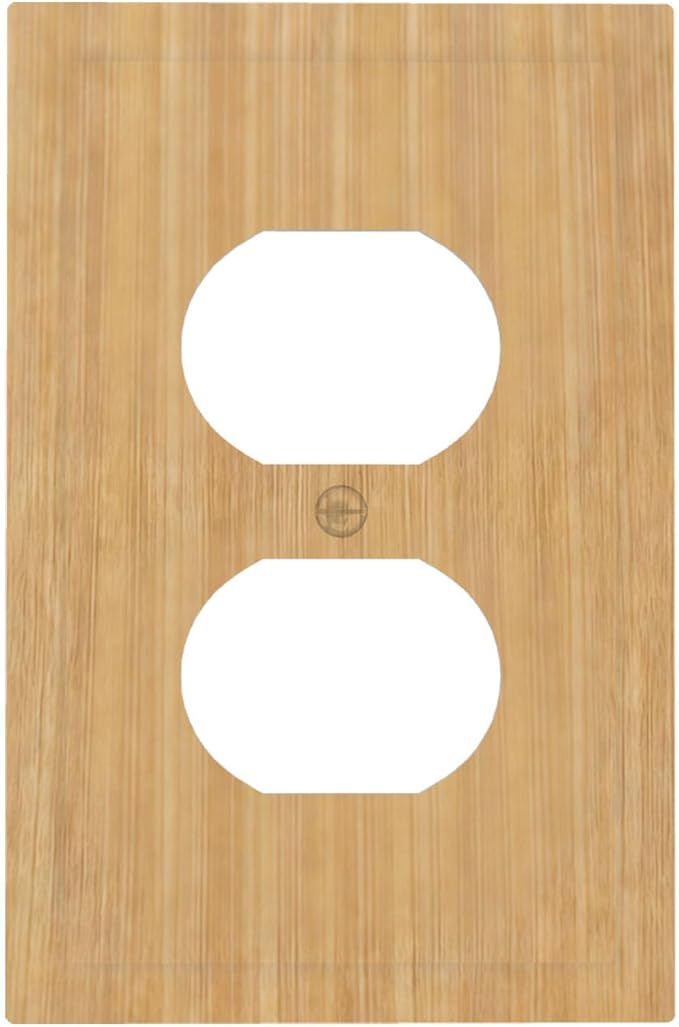 Rustic Woodgrain Duplex Wall Plate - 1-Gang Standard US Size Minimalist Farmhouse Wooden Outlet Covers for Home Decor