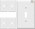 ENERLITES Mid-Size Toggle Light Switch Wall Plate Covers, Gloss Finish, Single Gang 4.88" x 3.11", Unbreakable Polycarbonate Thermoplastic, UL Listed, 8811M-W-5PCS, White, 5 Pack