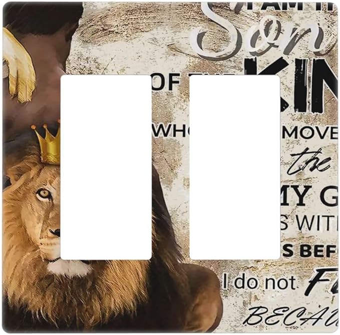 Quotes African Man Afro Lion 2 Gang Double Rocker/Decora Light Switch Cover Decorative Outlet Wall Plate Electrical Faceplate Home Family Art Decor Screwless