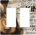 Quotes African Man Afro Lion 2 Gang Double Rocker/Decora Light Switch Cover Decorative Outlet Wall Plate Electrical Faceplate Home Family Art Decor Screwless