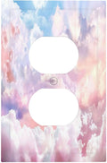 Colorful Abstract Clouds 1 Gang Wall Plate Single Duplex Outlet Cover Receptacle Decorative Light Switch Cover Plate Electrical Faceplate Socket for Bedroom Bathroom Kitchen Decor