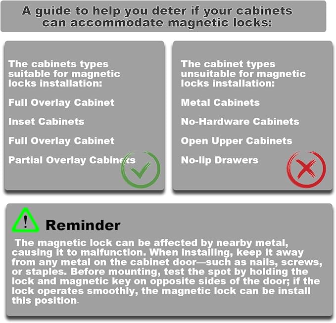 Magnetic Drawer Locks for Baby Proofing, Child Safety Magnet Cabinet Lock, Safety First Adhesive Magnetic Locks for Cupboard and Pantry Door (4Locks + 1Key)