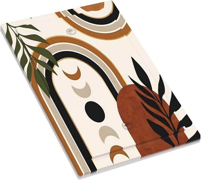 Boho Mid Century Arch Plant Leaves Sun Moon Light Switch Cover Plate 1 Gang No Device Blank Electrical Wall Plates Faceplate Decorative Switch Plate Covers for Bedroom Living Room Decor