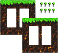 Outlet Covers Pixel Grass Block 1 Gang Duplex Light Switch Cover Plate Decorative Wall Plates Electrical Switchplate Receptacle for Kids Room Home Decor（2 Pack）