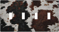 Cowhide Print Abstract Animal Fur Rustic Light Switch Covers Quad Toggle Electrical Faceplate 4 Gang Wall Plate Decorative Switch Plates Cover for Farmhouse Home Decor
