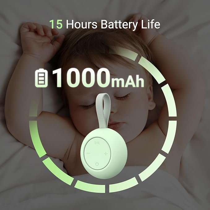 Jaroco Portable Baby Sound Machine [White Noise for Babies Kids Adults][Sleep Soother][12 Soothing Sounds] 15 Hours Battery Life, Registry Gift,Shower,Clips on Baby Stroller.Mint