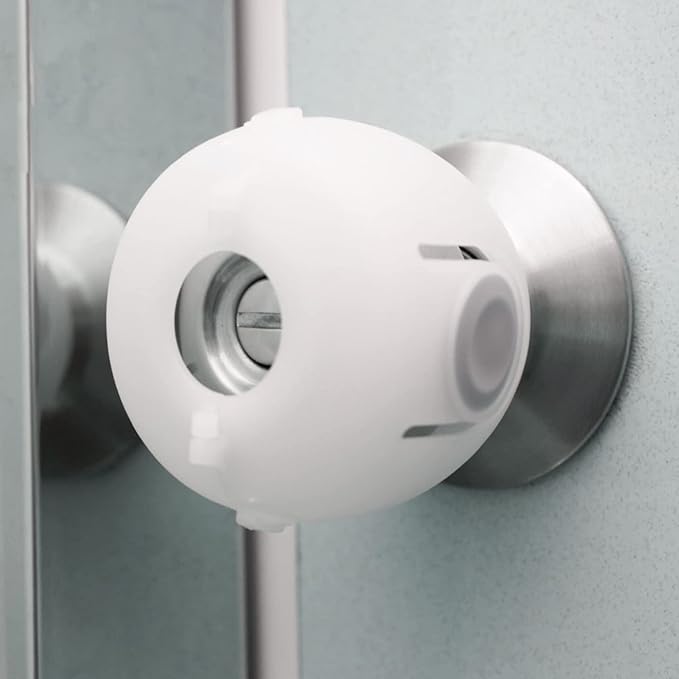 Moonybaby Door Knob Safety Cover for Kids, 4 Pack Babyproof Locks, Child and Toddler Safety Locks, White