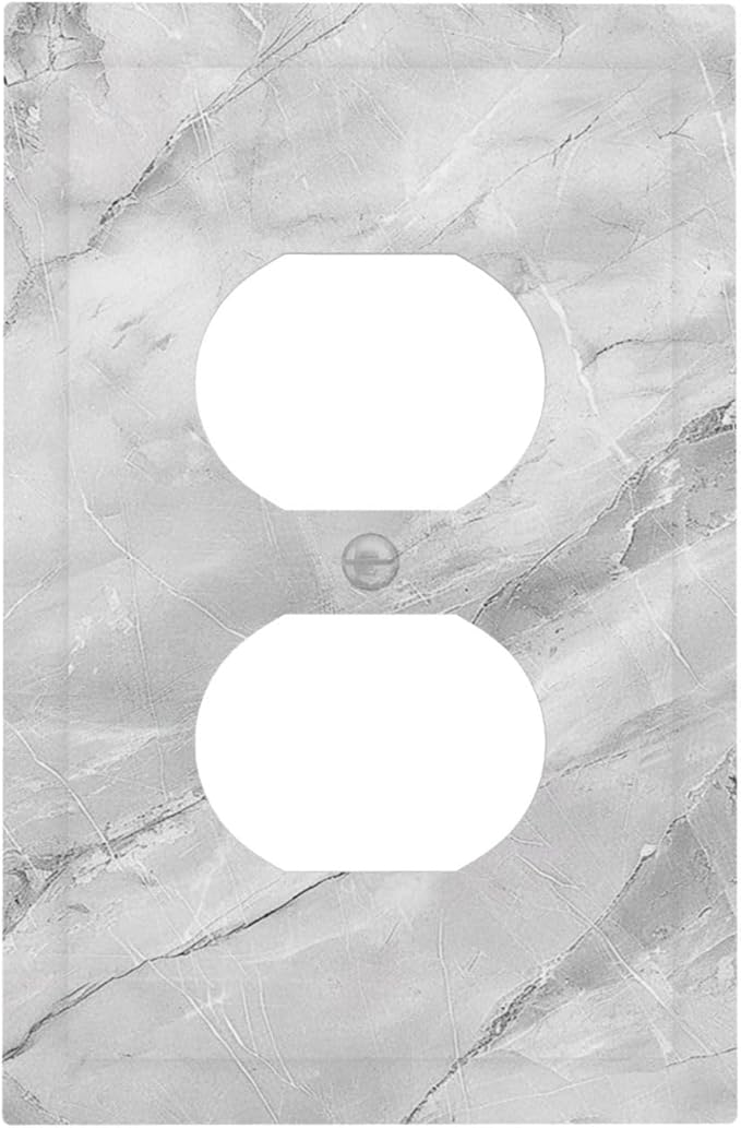 Outlet Covers Gray Marble Pattern 1 Gang Duplex Light Switch Cover Plate Decorative Switch Plate Covers Electrical Socket Cover for Home Farmhouse Decor