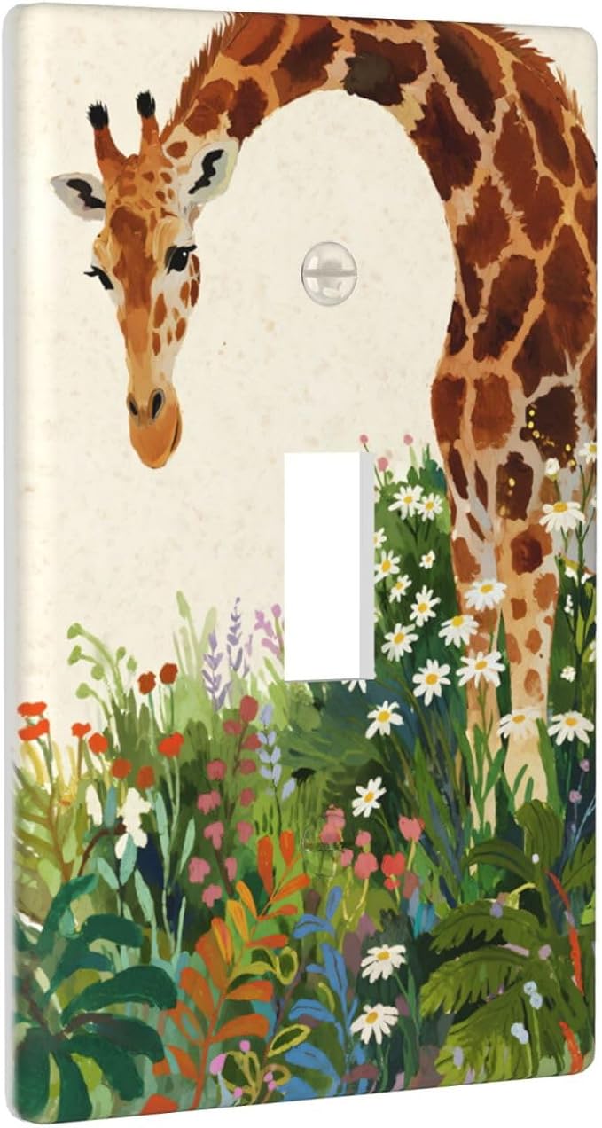 Giraffe Single Toggle Wall Plate Decorative 1 Gang Light Switch Covers Electrical Switchplate Home Decorate Faceplat for Bathroom Bedroom Kitchen Room 4.5 x 2.76 Inch