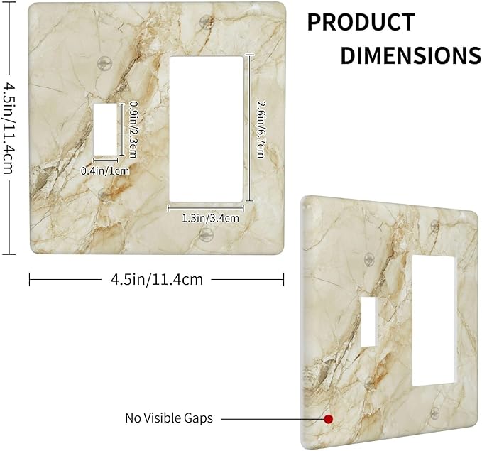 Light Switch Cover Plate Creamy Beige Marble Abstract Minimalism 2 Gang Toggle Rocker Combo Wall Plates Decorative Switch Plates and Outlet Covers Socket Cover for Bathroom Home Decor
