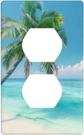 Beach Palm Tree Duplex Electrical Outlet Funny Plastic Wall Plate Decorative Light Switch Cover For Women Girls Bedroom Kitchen Living Room